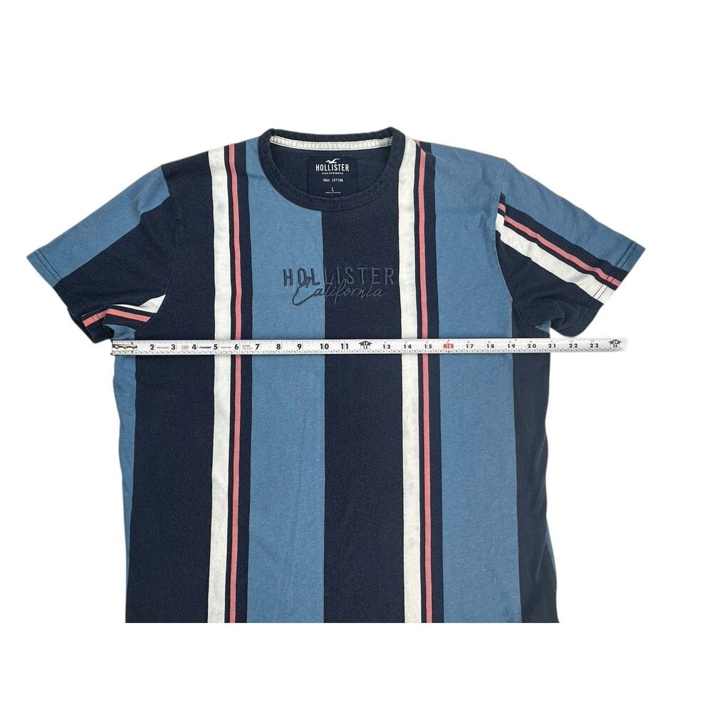 Hollister Striped Embroidered Graphic Short Sleeved Men’s T-Shirt Size Large - Picture 6 of 11